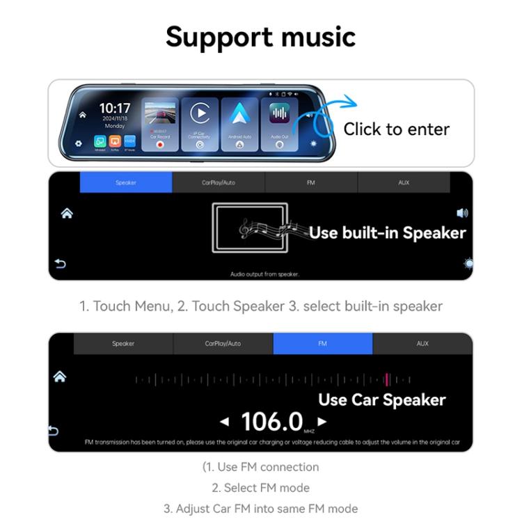 Yesido KM24 9.66 inch HD Image Reversing Assist CarPlay Streaming Rearview Mirror Dash Cam Yesido KM24 9.66 inch HD Image Reversing Assist CarPlay Streaming Rearview Mirror Dash Cam
